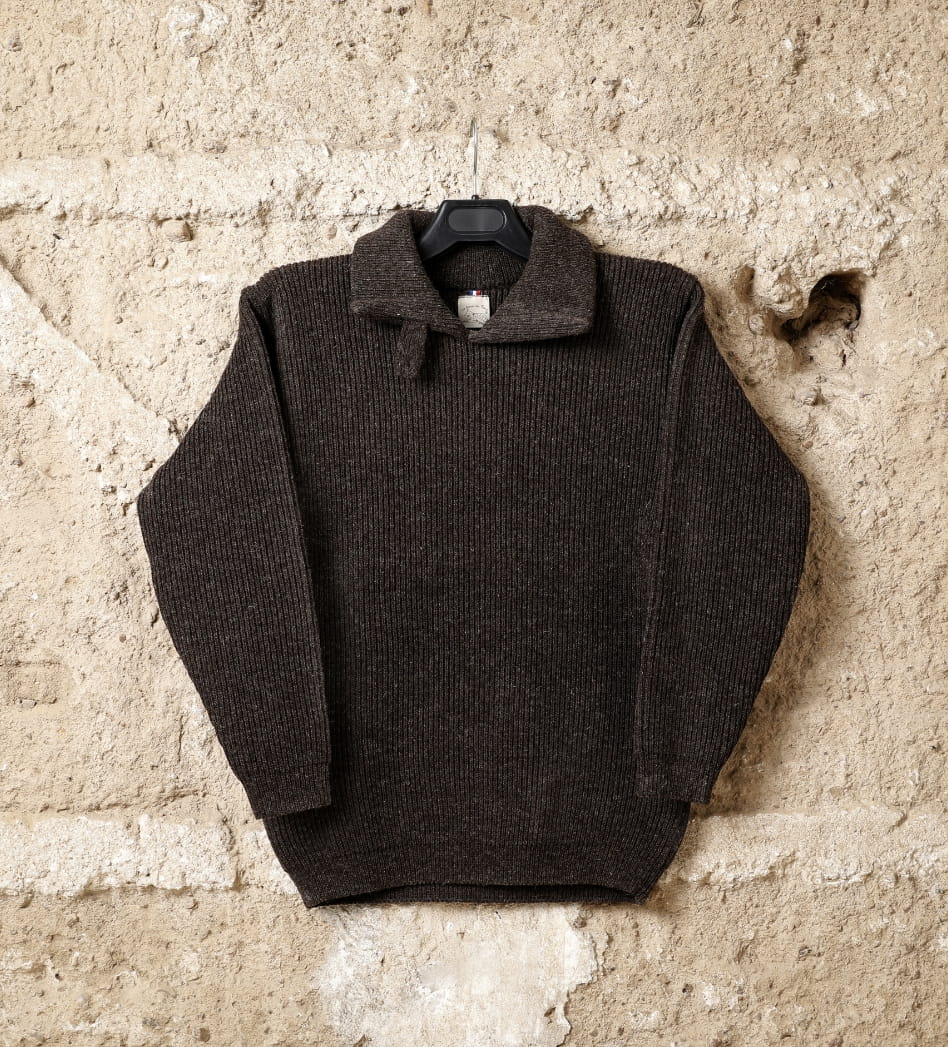 Pull laine homme Charmoise, coloris marron burel