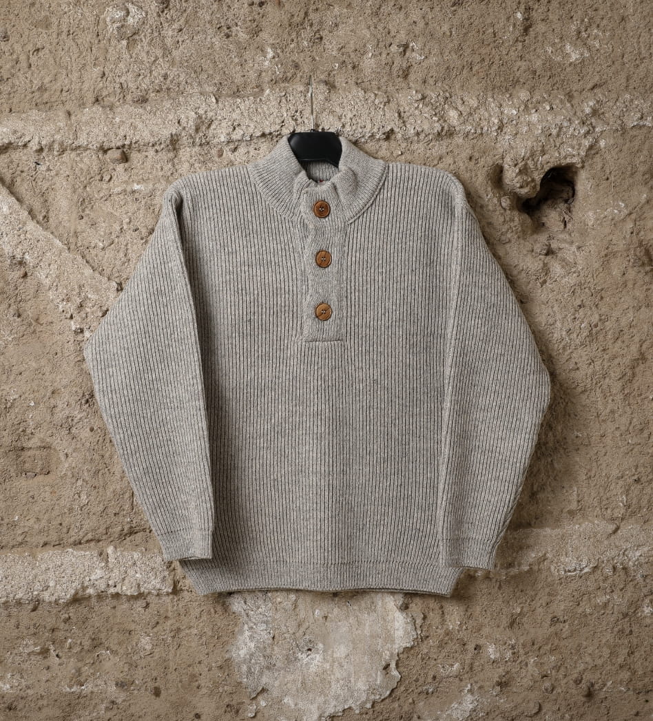 Pull laine homme Thones, coloris beige kasha