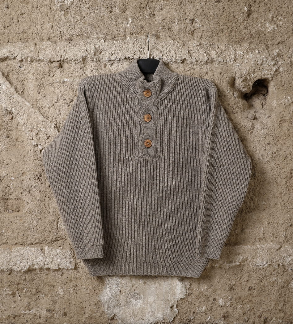 Pull laine homme Thones, coloris beige foncé