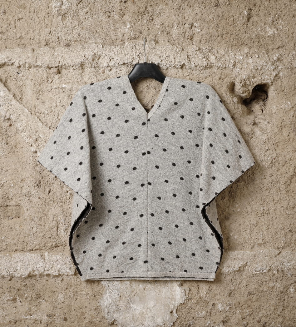 Poncho laine femme merinos, coloris beige kasha (vue 2)