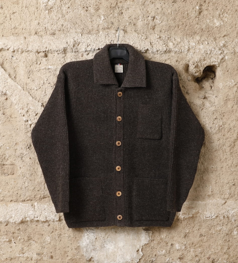 Veste laine homme Finnois, coloris marron burel