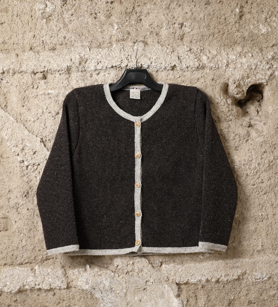 Veste laine femme Brigasque, coloris marron burel