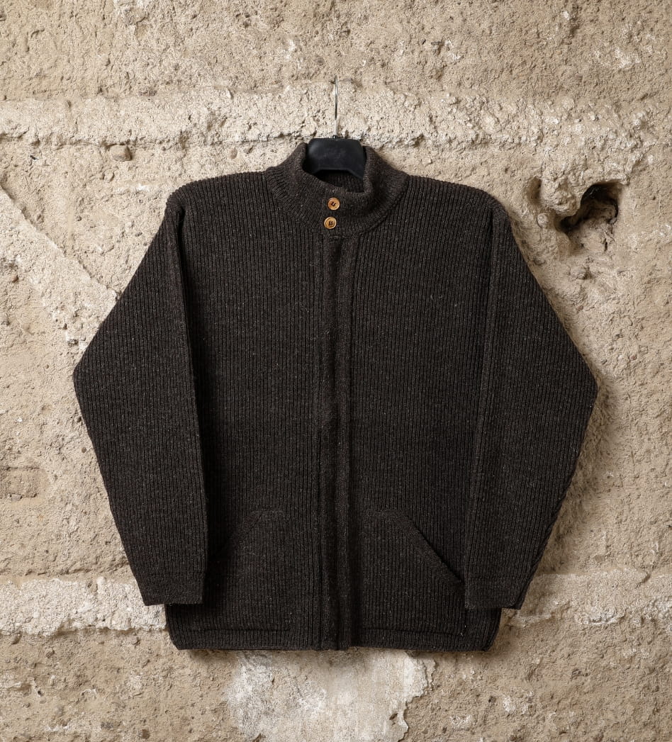 Veste laine homme Ouessant, coloris marron burel