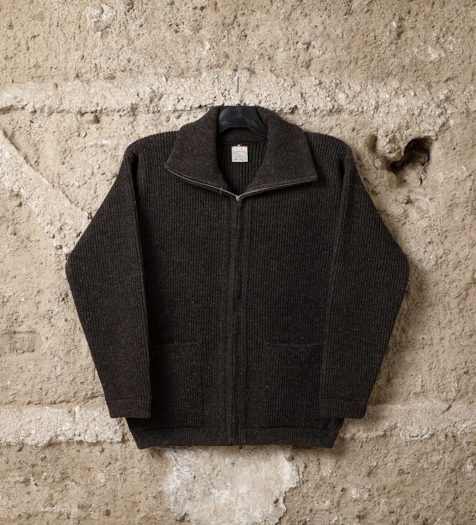 Veste laine homme Noir du Velay, coloris marron burel