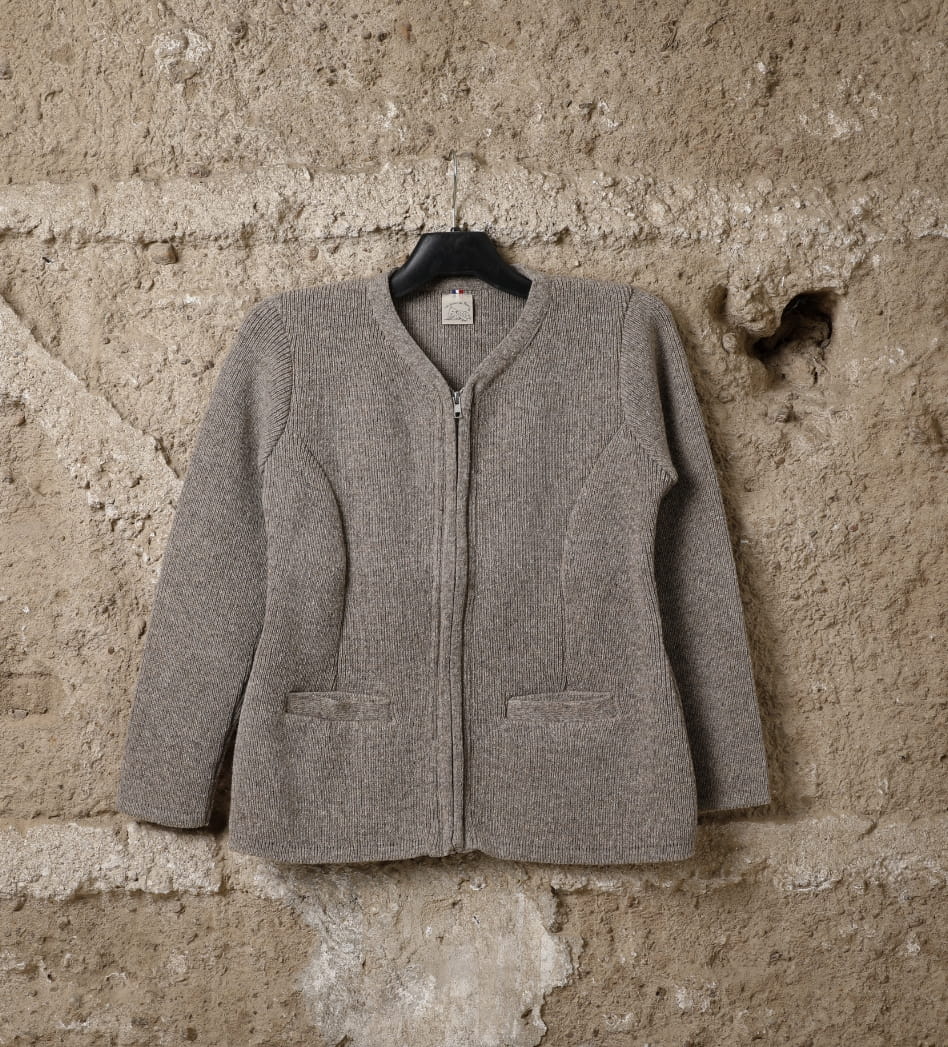 Veste laine femme Garrigues, coloris beige foncé (vue 2)