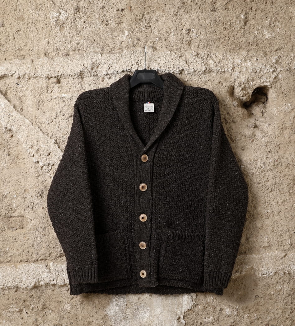 Veste laine homme Prealpes, coloris marron burel