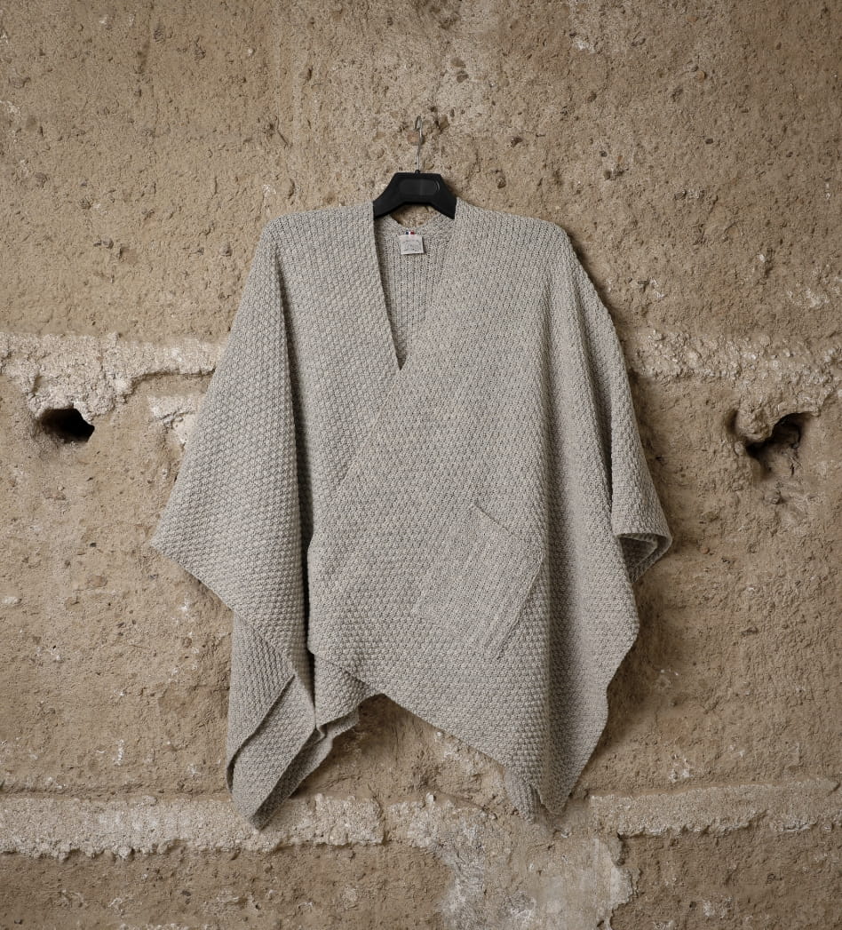 Poncho laine femme Limousine, coloris beige kasha