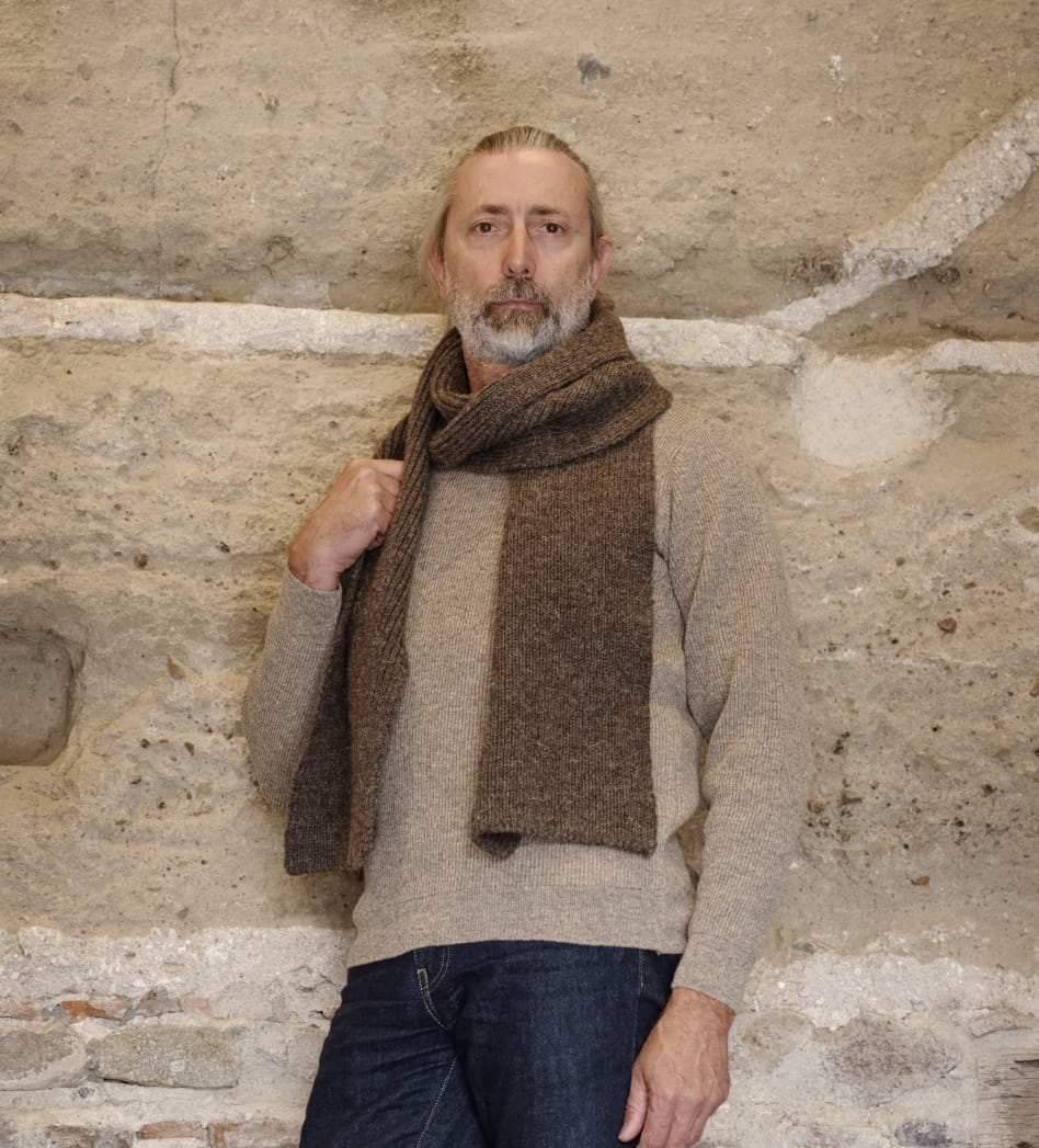 Écharpe classique en laine, coloris marron