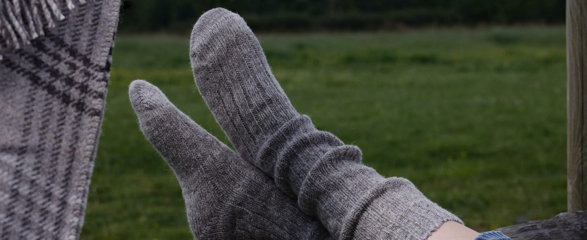 Chaussettes en laine Les Laines du Forez, tricotées en France